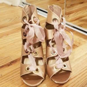Blush satin heels